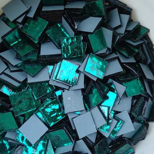 Tessere specchio colorato per mosaico - Verde 2x2 Cm.