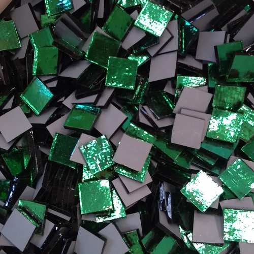 Tessere specchio colorato per mosaico - Verde 1,5x1,5 Cm.
